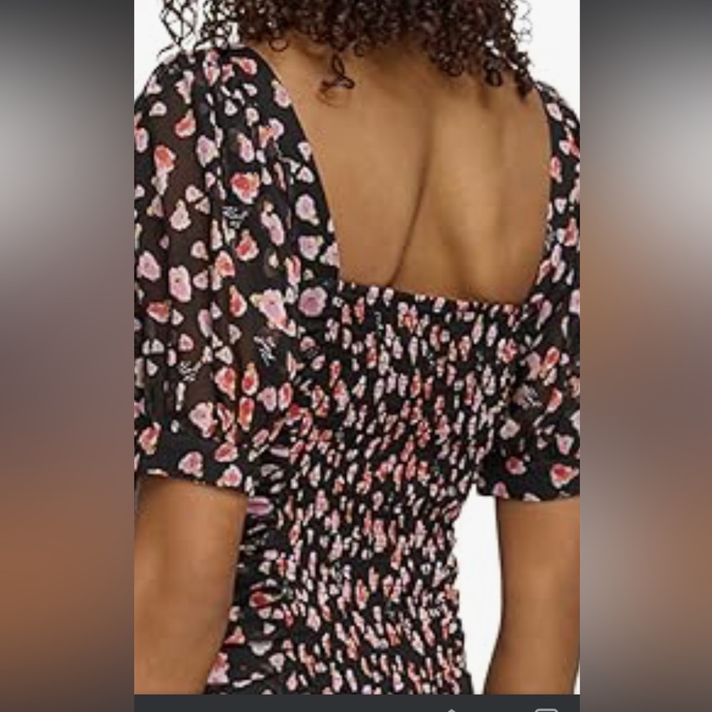 Karl Lagerfeld Paris Floral Print Black Top - Picture 2 of 12